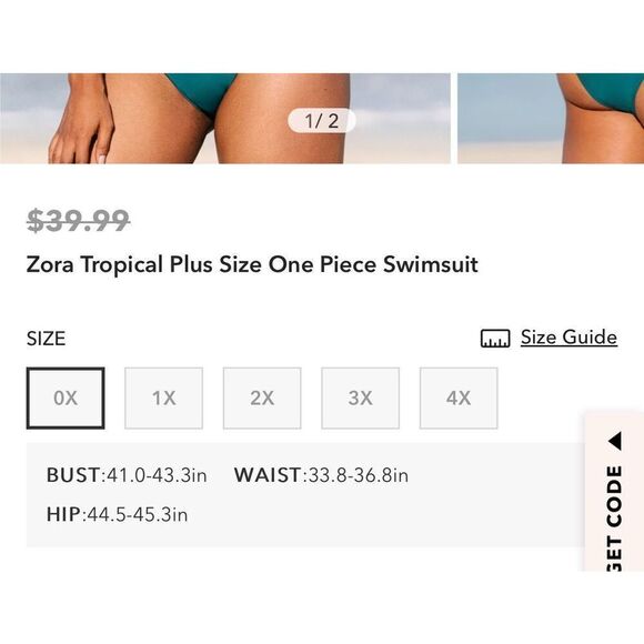 Cupshe Zora Tropical One Piece Teal Swimsuit Women’s 0X - Picture 2 of 10